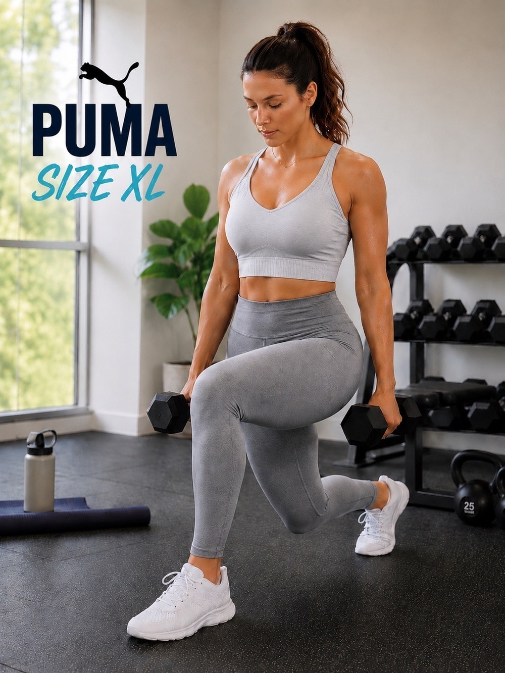 Puma Forever Better Sports Bra light Gray Support Size XL Athletic Workout Bra
